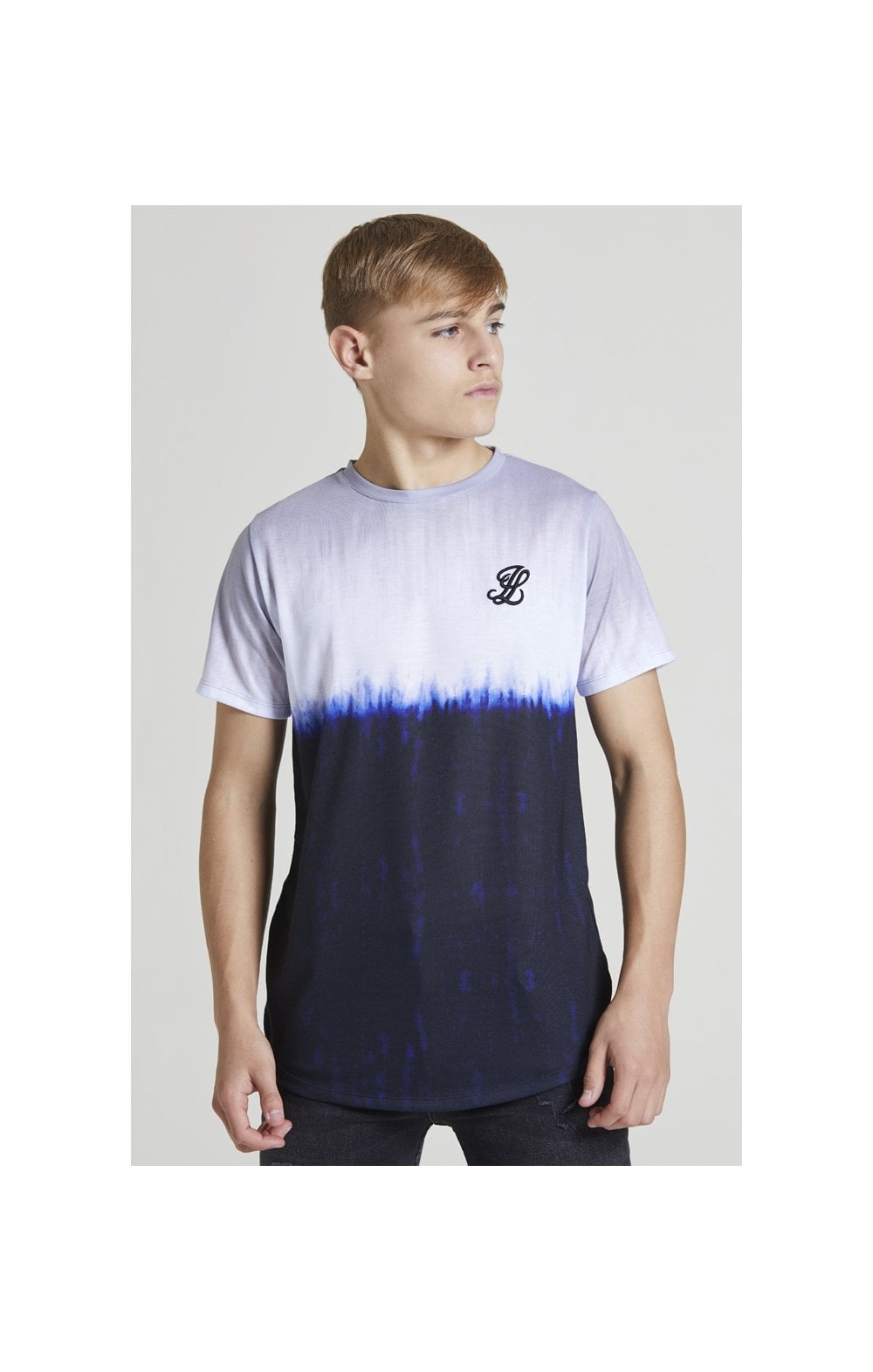 Illusive London Tie Dye Fade Tee - Grey,Navy & white