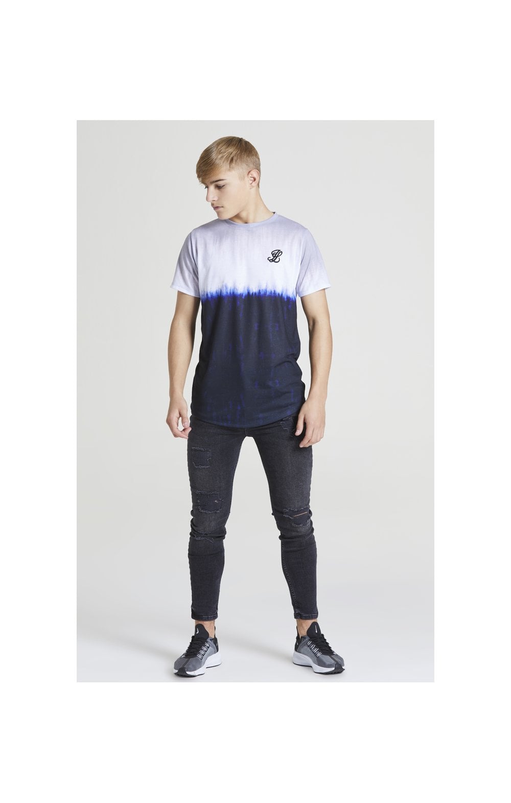 Illusive London Tie Dye Fade Tee - Grey,Navy & white (2)