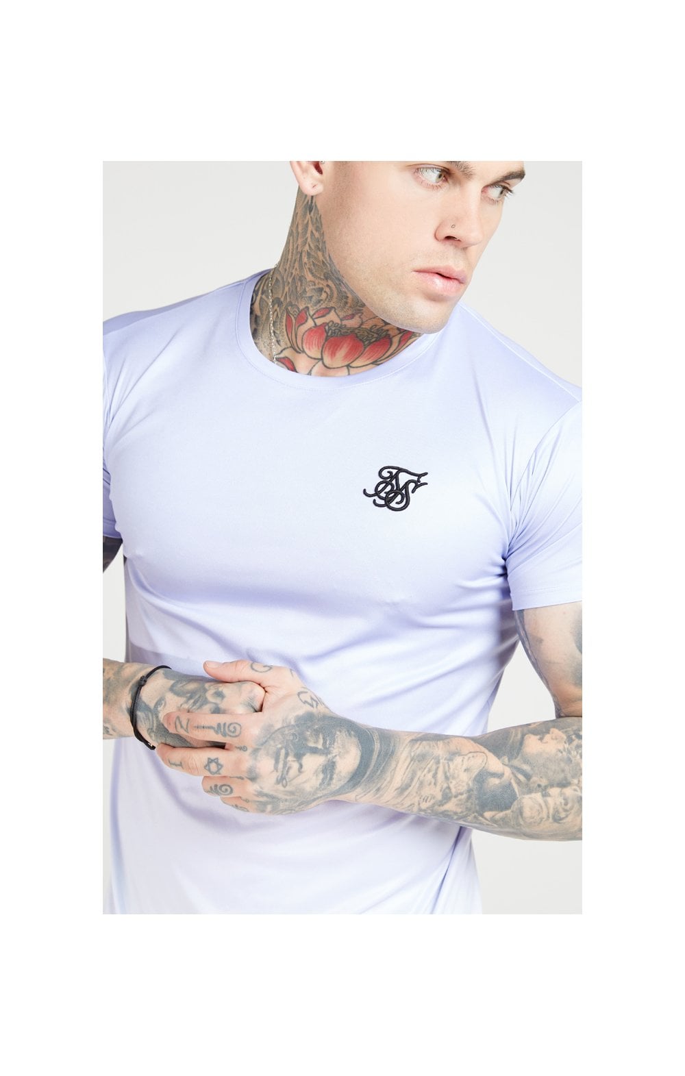 Load image into Gallery viewer, SikSilk S/S Fade Curved Hem Tee – Dusky Sky &amp; White