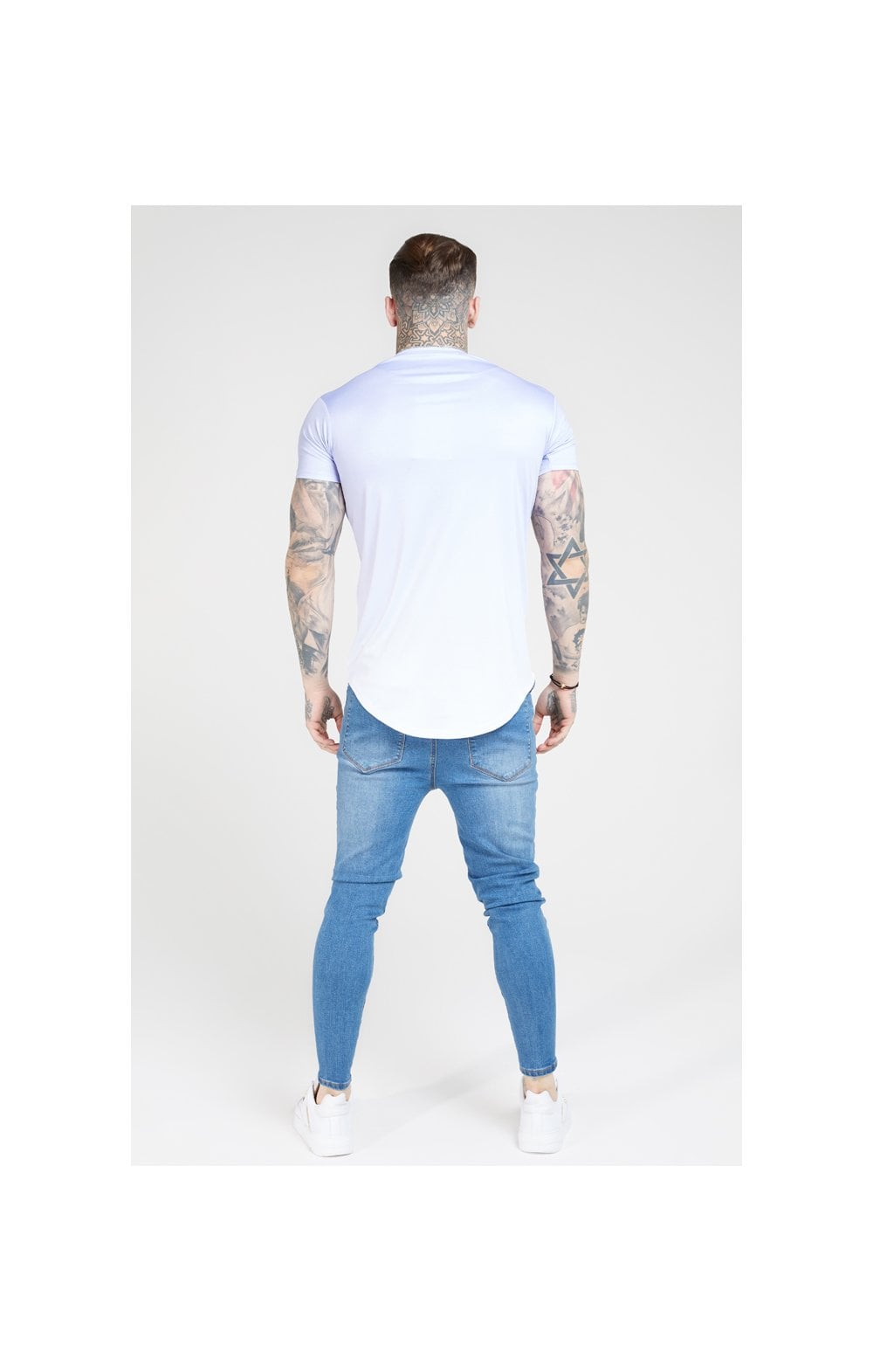 Load image into Gallery viewer, SikSilk S/S Fade Curved Hem Tee – Dusky Sky &amp; White (5)