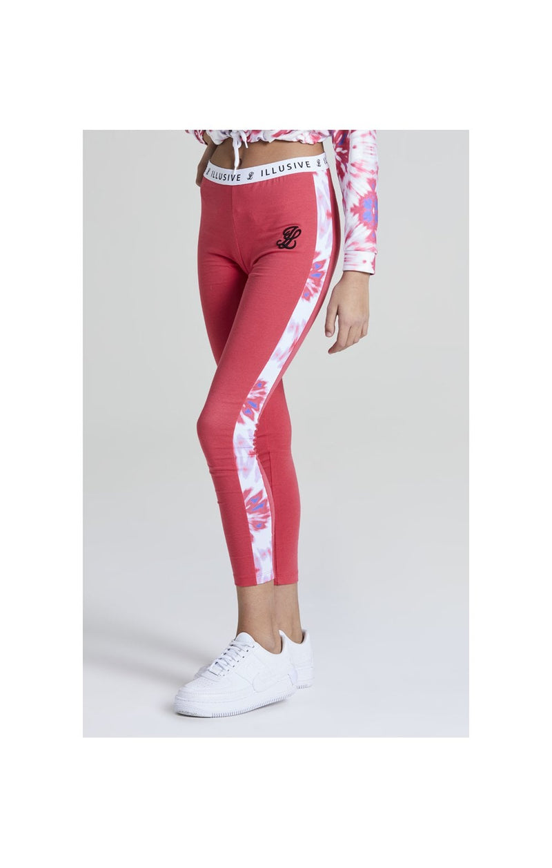 Illusive London Tie Dye Panelled Leggings - Pink