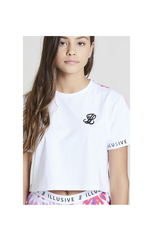 Illusive London Tie Dye Panel Cropped Tee - White