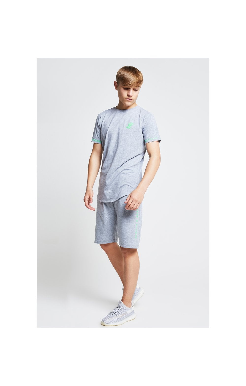 Illusive London Tee – Grey & Neon Green (3)