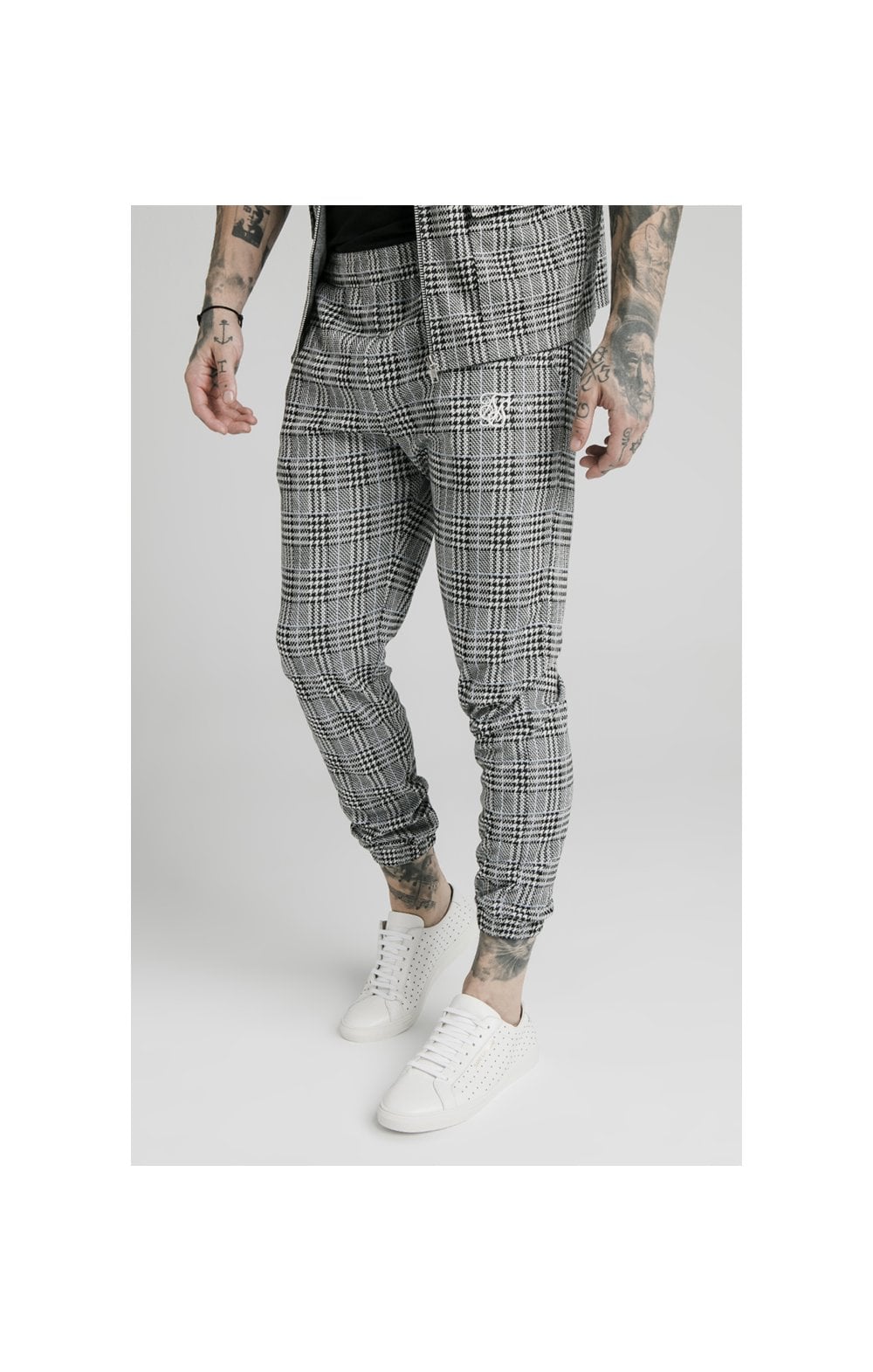 SikSilk Smart Cuff Pants - Grey Dogtooth