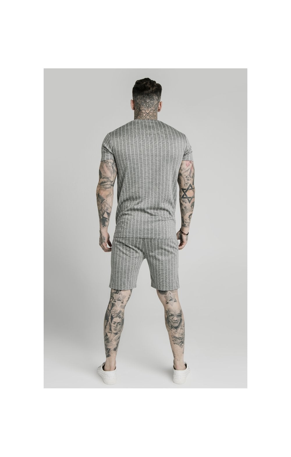 SikSilk Pleated Smart Shorts – Grey Pin Stripe (4)