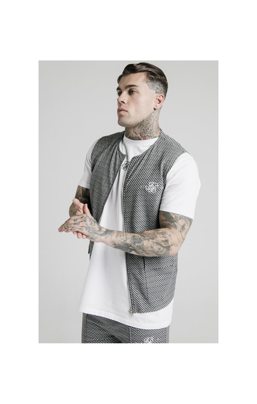 SikSilk Smart Wear Vest - Black & White Dogtooth