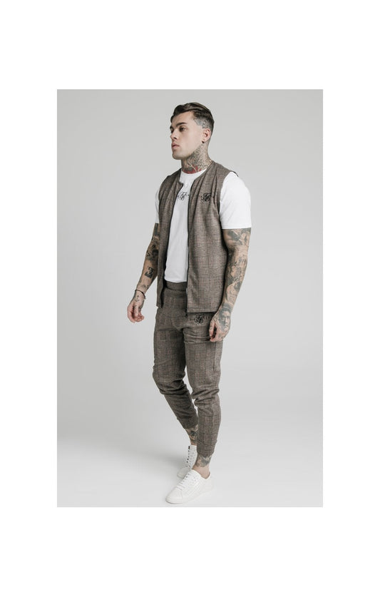 SikSilk Smart Cuff Pants - Brown Dogtooth