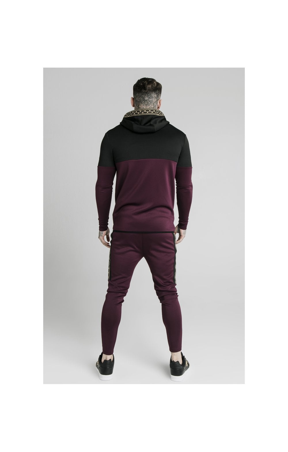 SikSilk Agility Cartel Cut & Sew Zip Through Hoodie - Black & Burgundy (5)