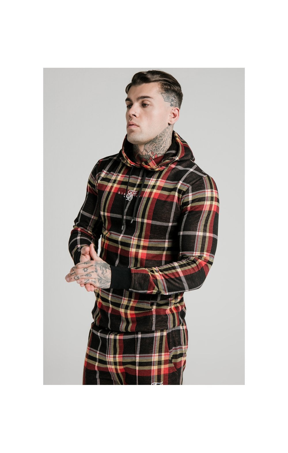 SikSilk Smart Overhead Hoodie - Multi Grain Check