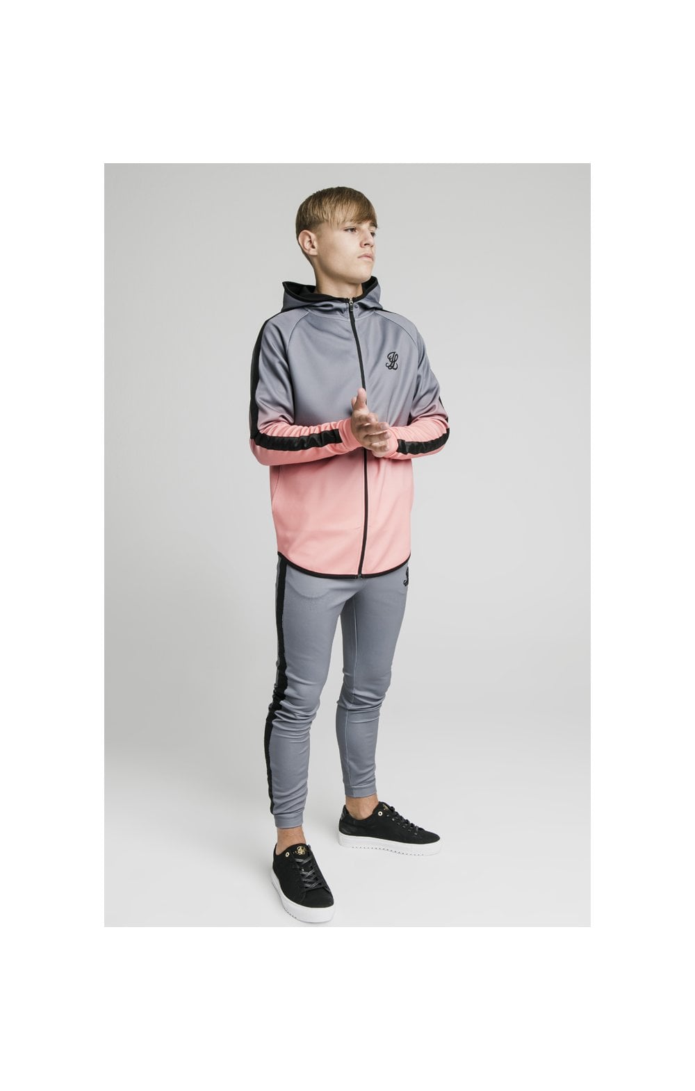 Load image into Gallery viewer, Illusive London Athlete Zip Through Fade Hoodie - Grey &amp; Peach (2)