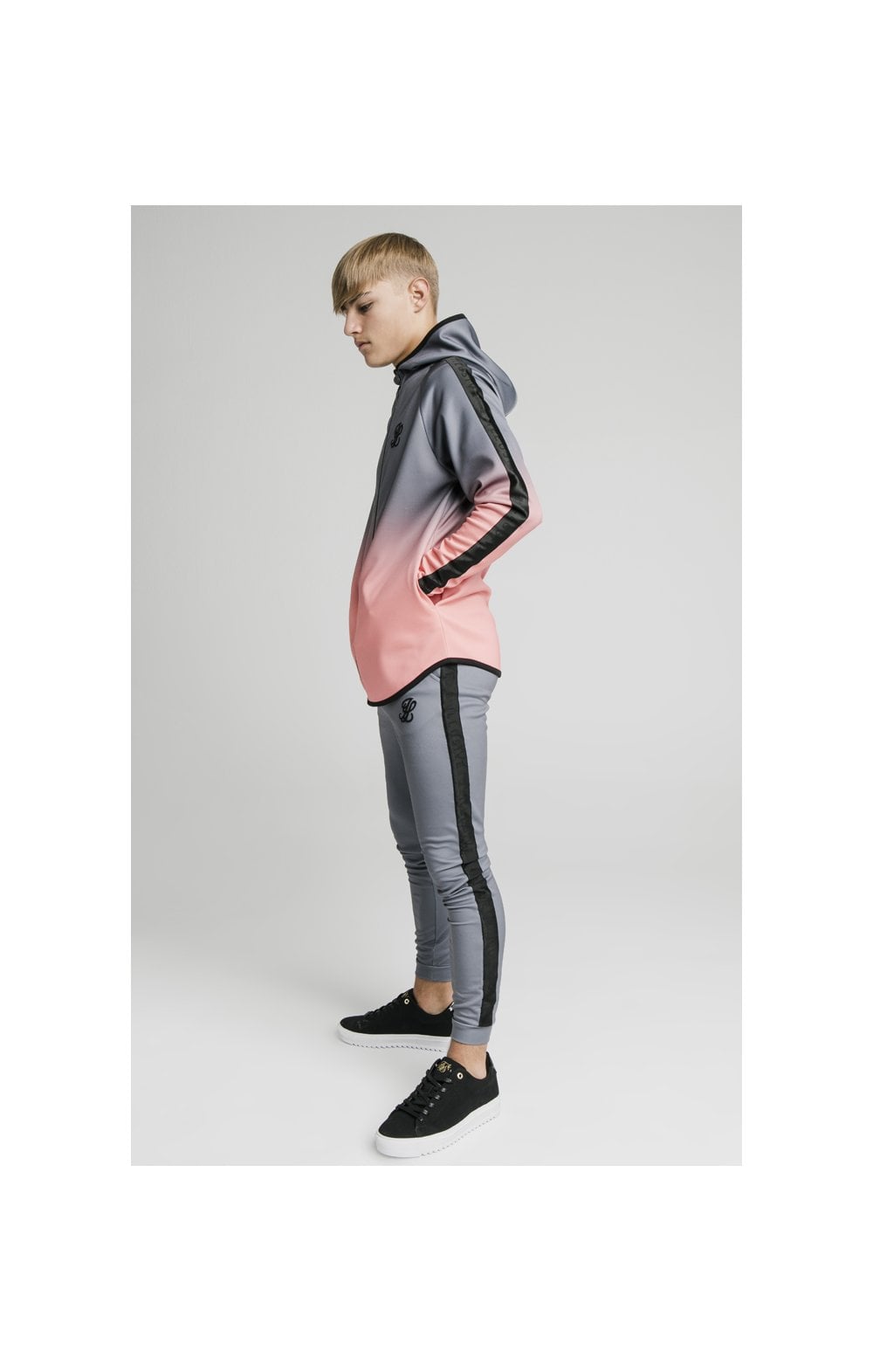 Illusive London Athlete Zip Through Fade Hoodie - Grey & Peach (4)