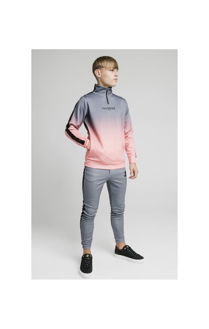 Illusive London 1/4 Zip Fade Hoodie - Grey & Peach (1)