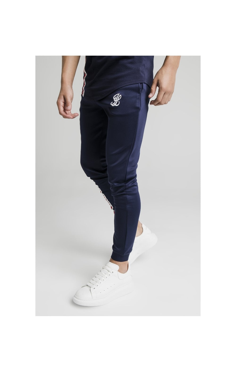 Load image into Gallery viewer, Illusive London Side Tape Joggers - Navy