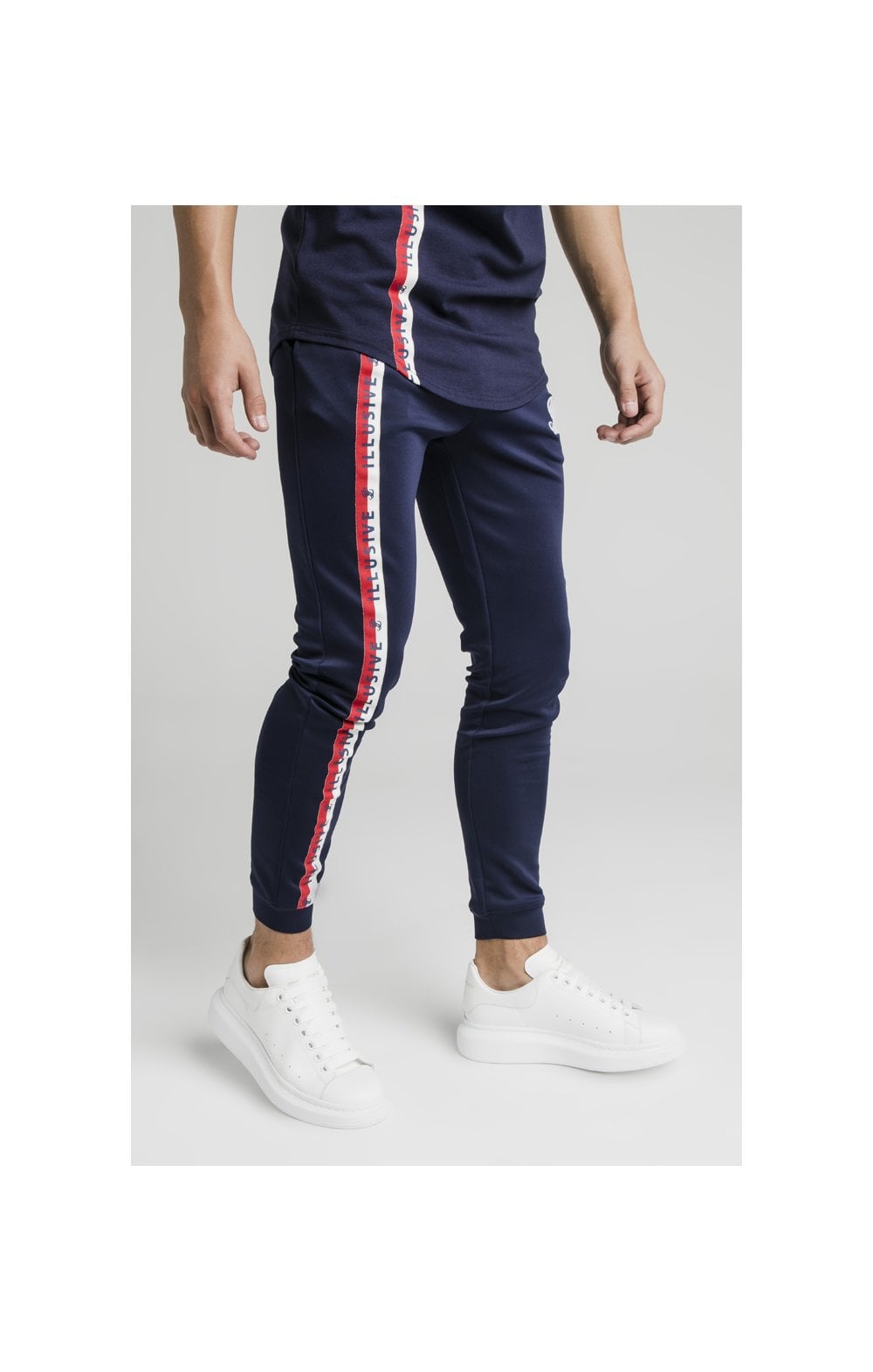 Load image into Gallery viewer, Illusive London Side Tape Joggers - Navy (2)