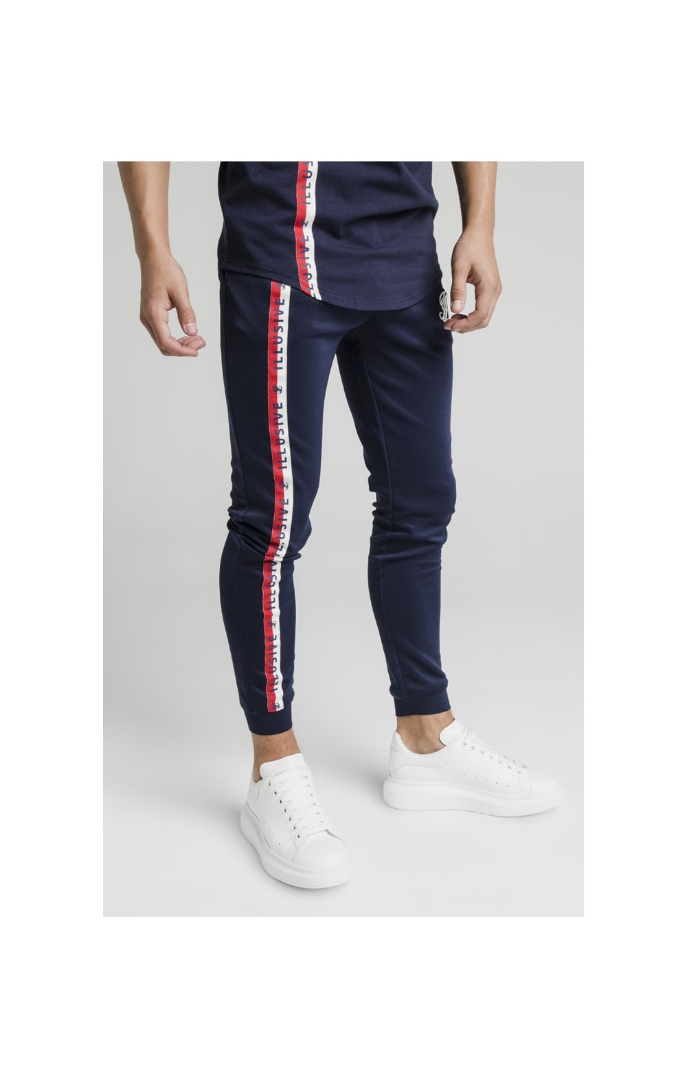 Load image into Gallery viewer, Illusive London Side Tape Joggers - Navy (3)