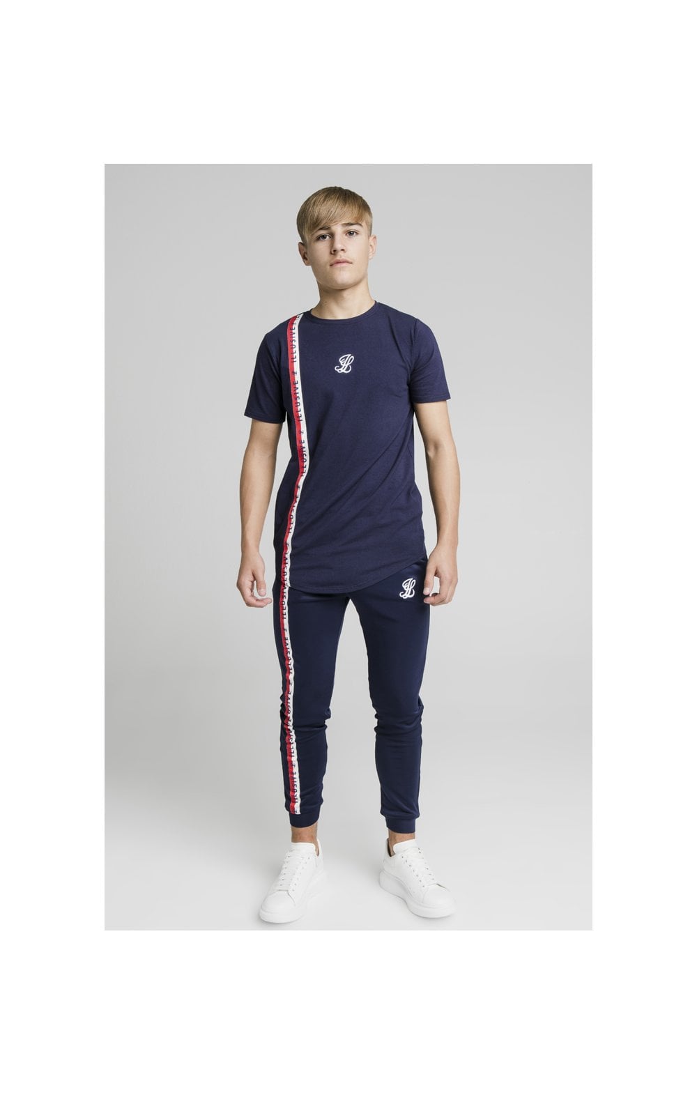 Load image into Gallery viewer, Illusive London Side Tape Joggers - Navy (5)