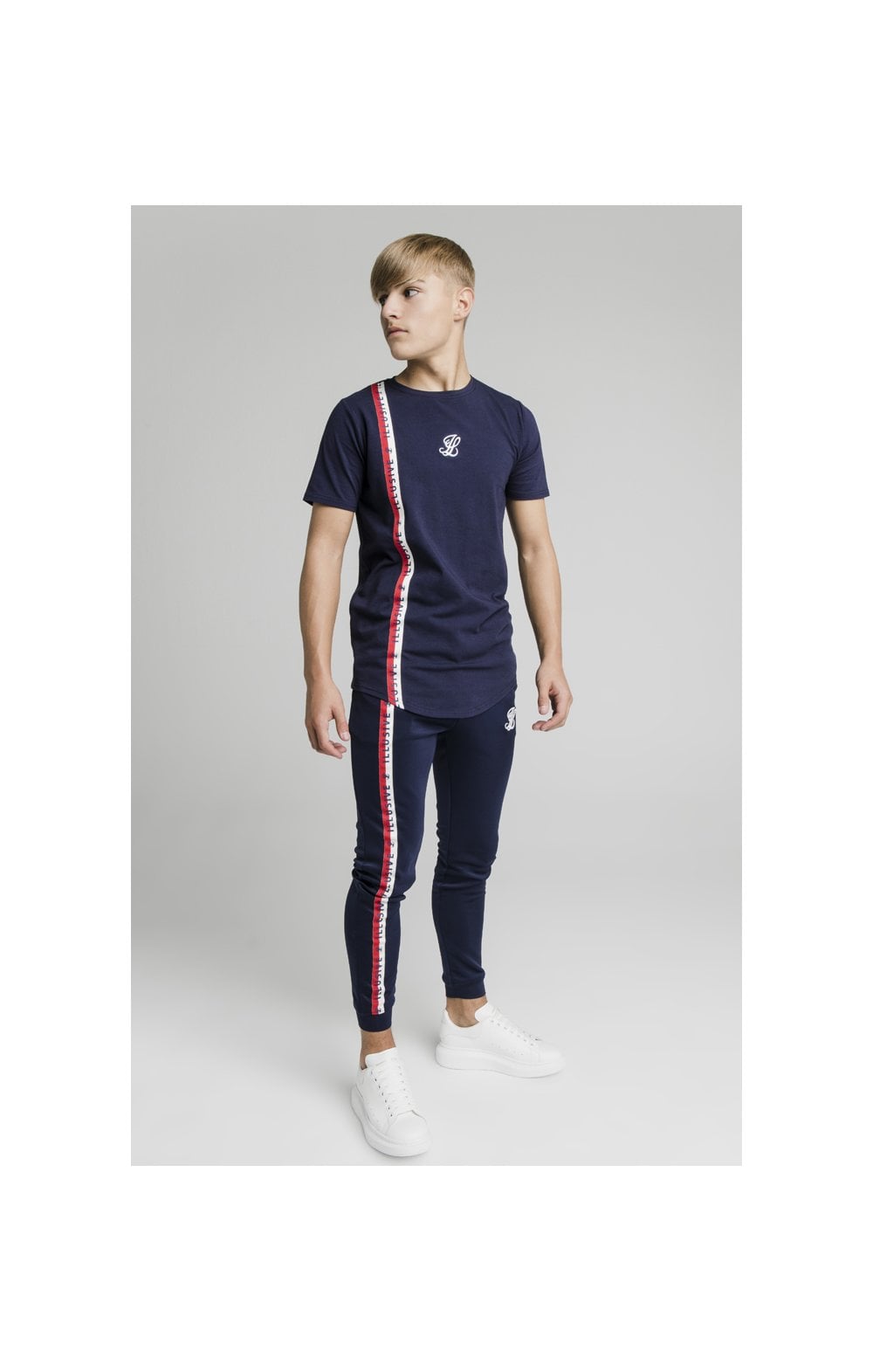Load image into Gallery viewer, Illusive London Side Tape Joggers - Navy (6)