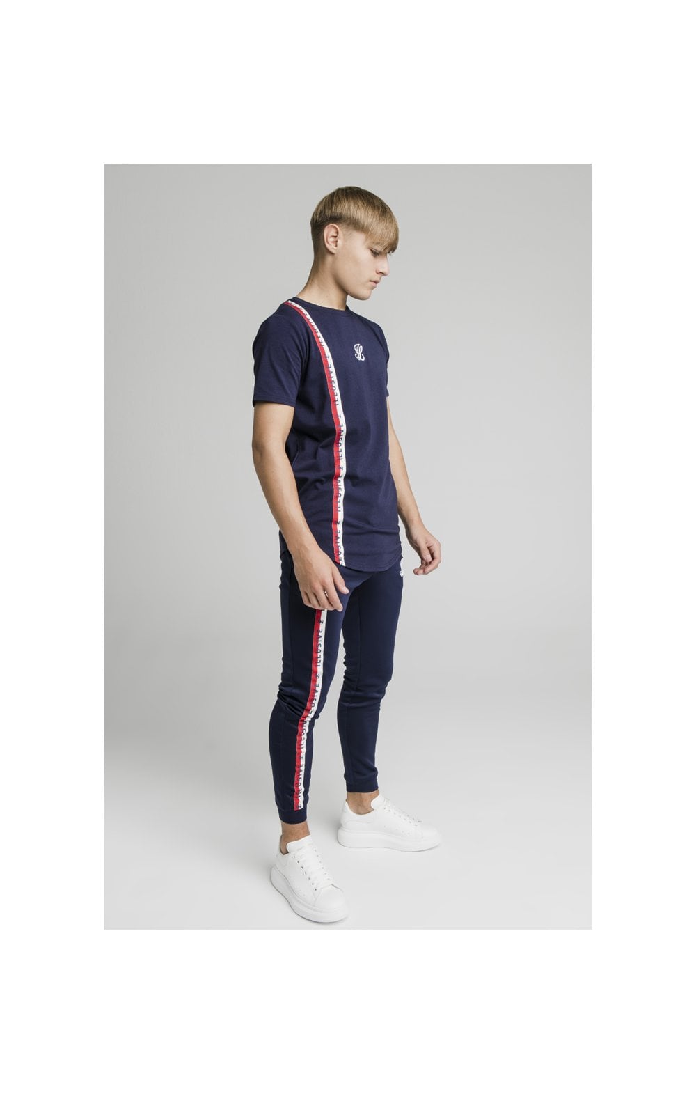 Load image into Gallery viewer, Illusive London Side Tape Joggers - Navy (7)