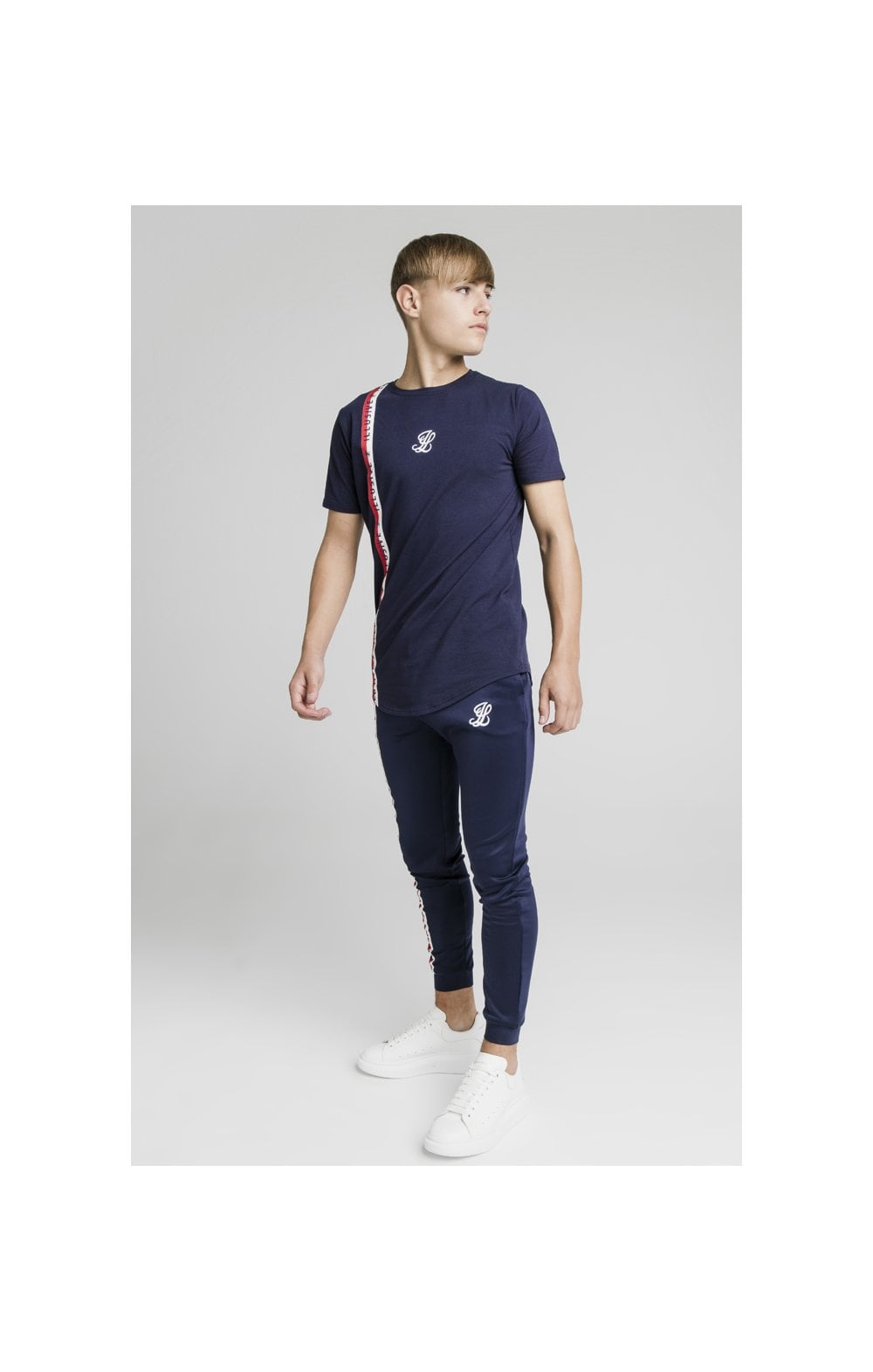 Load image into Gallery viewer, Illusive London Side Tape Joggers - Navy (8)