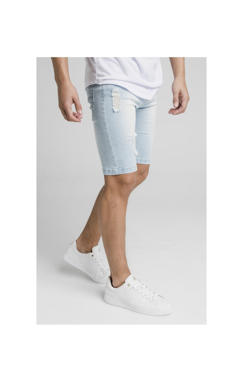 Illusive London Distressed Denim Shorts - Light Blue (1)