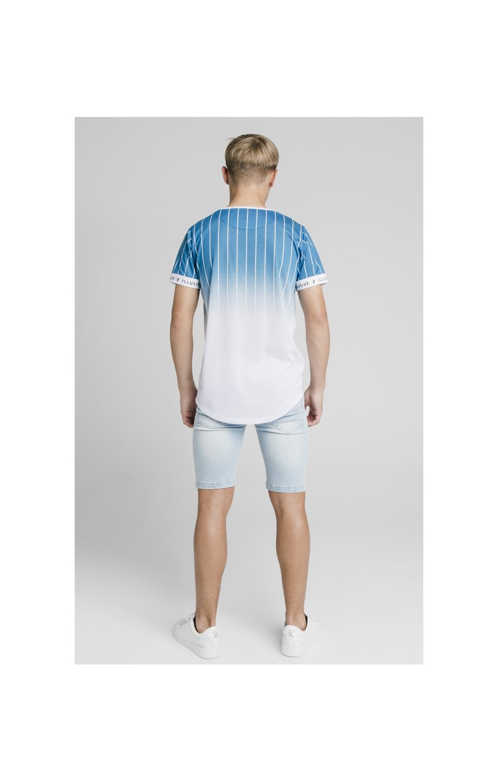 Illusive London Distressed Denim Shorts - Light Blue (7)