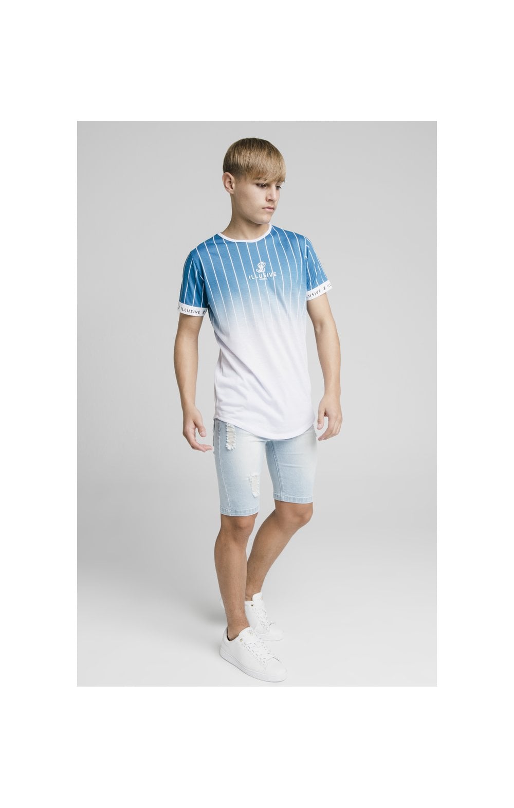 Illusive London Fade Stripe Tech Tee Teal White SikSilk NZ