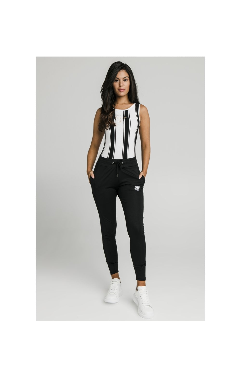SikSilk Athena Stripe Bodysuit - Black & White (5)