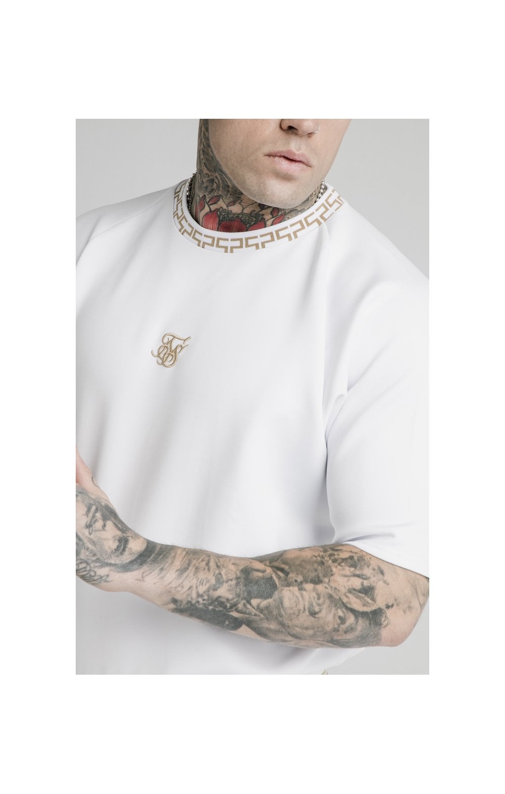 SikSilk S/S Chain Rib Raglan Sweater - White (1)