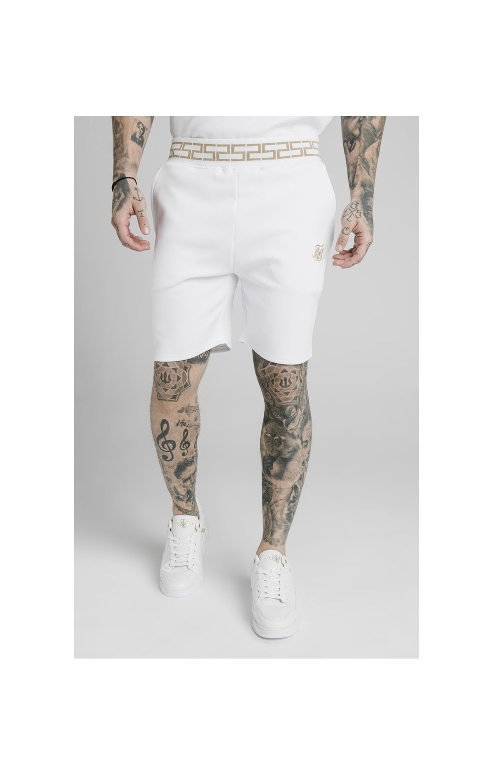 SikSilk Chain Rib Relaxed Shorts - White (1)