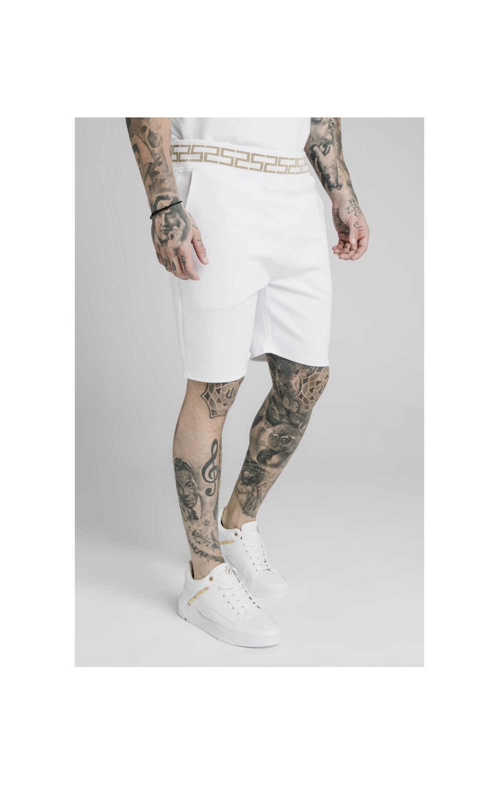 Load image into Gallery viewer, SikSilk Chain Rib Relaxed Shorts - White (2)