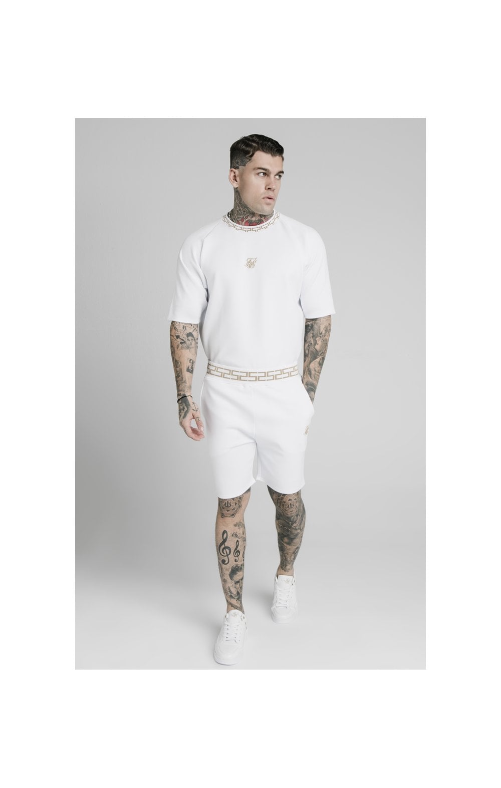 Load image into Gallery viewer, SikSilk Chain Rib Relaxed Shorts - White (3)