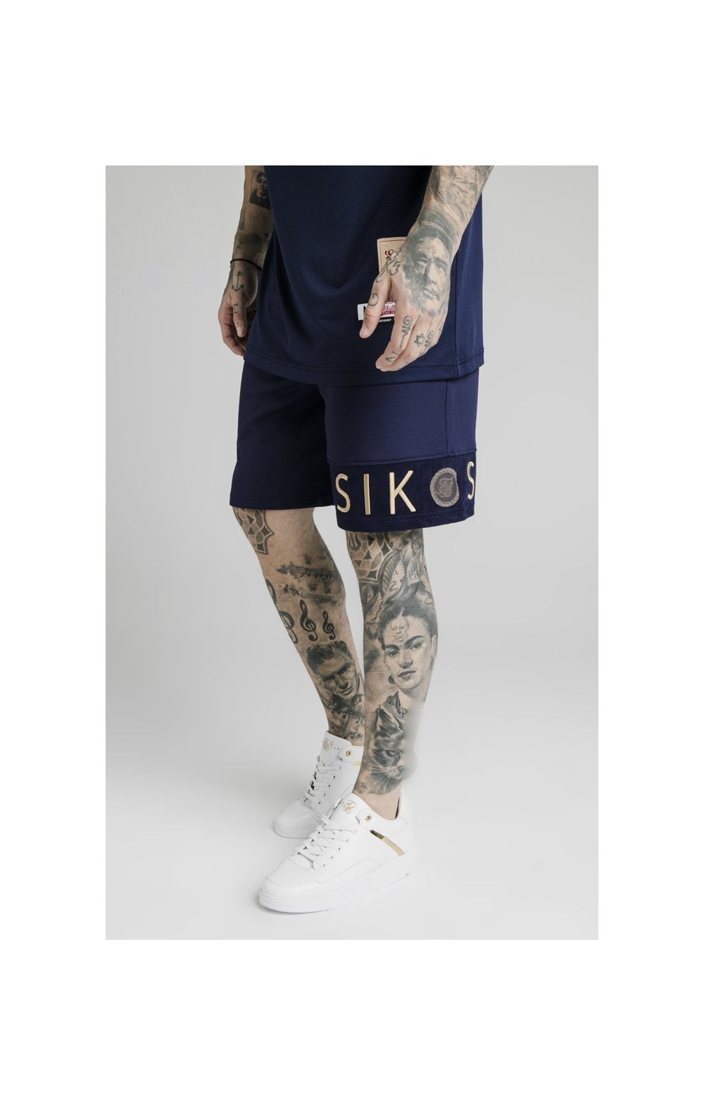 Load image into Gallery viewer, SikSilk Eyelet Panel Relaxed Fit Shorts - Navy Eclipse (2)