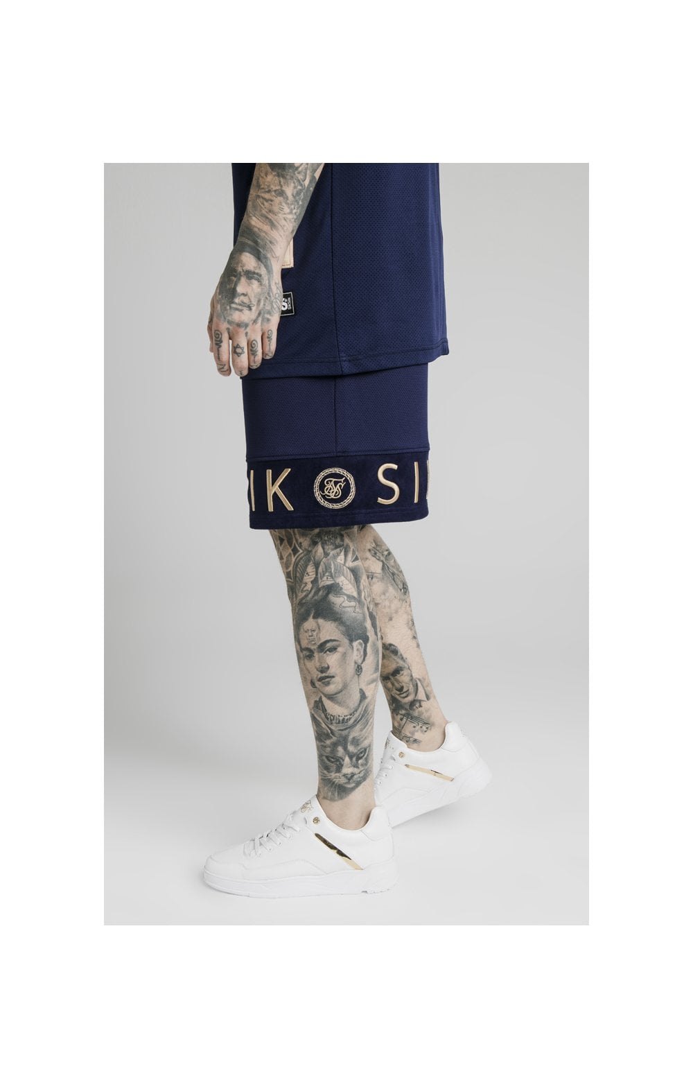 Load image into Gallery viewer, SikSilk Eyelet Panel Relaxed Fit Shorts - Navy Eclipse (3)