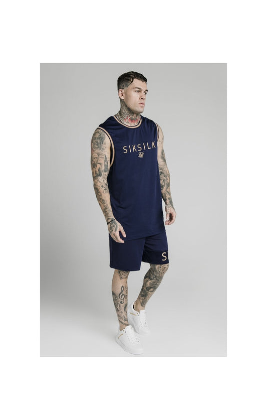 SikSilk Eyelet Panel Relaxed Fit Shorts - Navy Eclipse