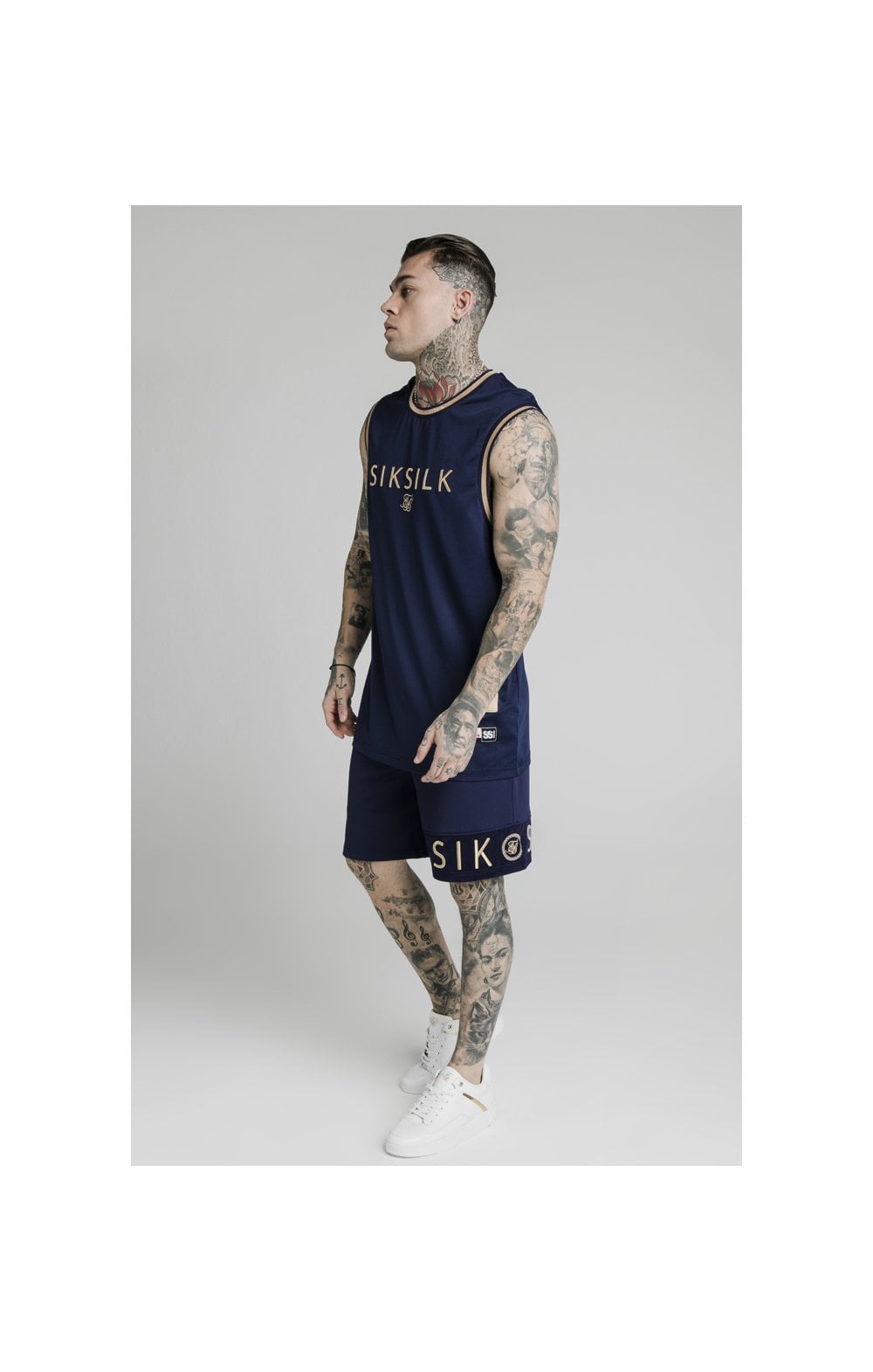 Load image into Gallery viewer, SikSilk Eyelet Panel Relaxed Fit Shorts - Navy Eclipse (6)