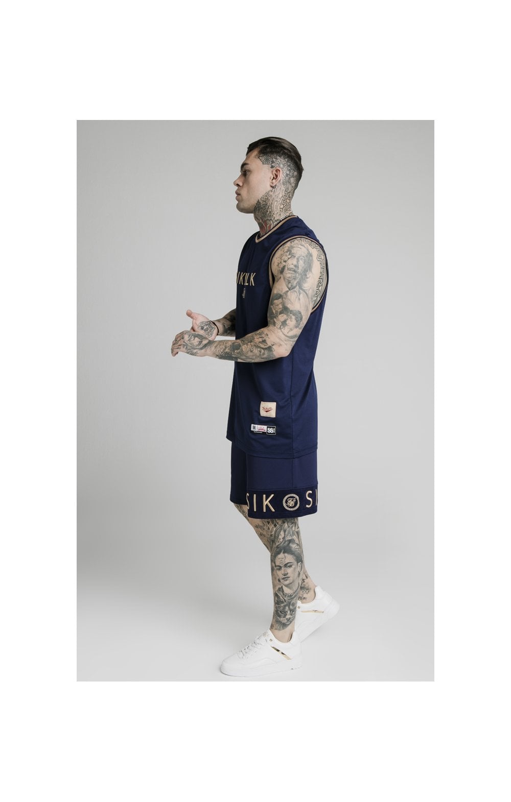 SikSilk Eyelet Panel Relaxed Fit Shorts - Navy Eclipse (7)
