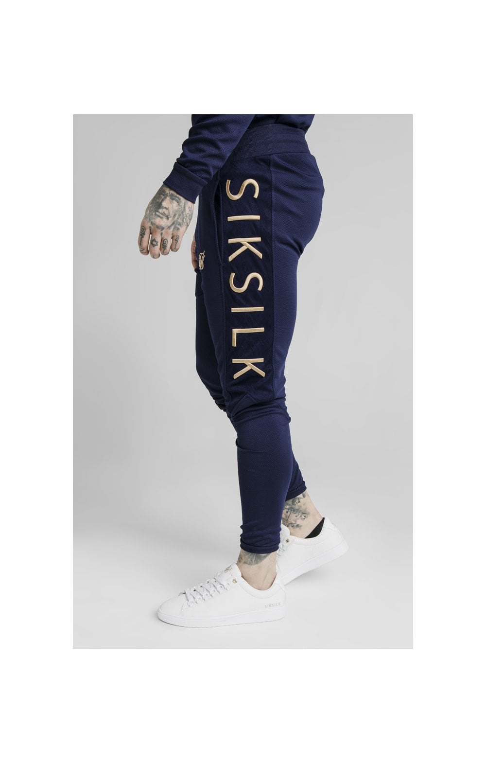 SikSilk Fitted Panel Cuff Pants - Navy Eclipse (1)