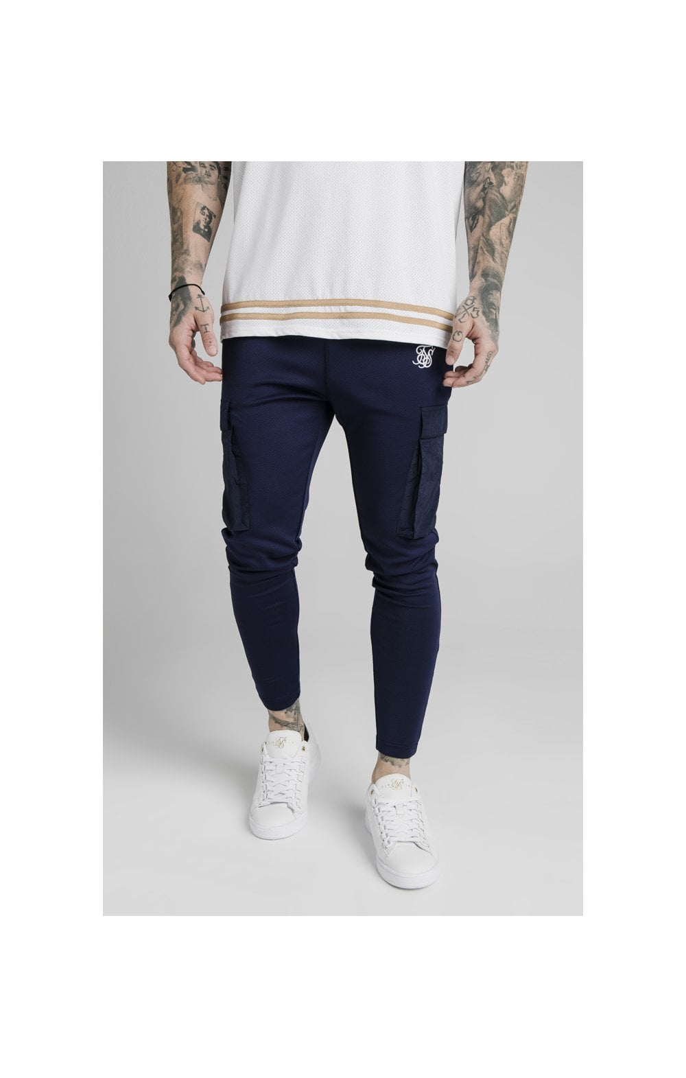Load image into Gallery viewer, SikSilk Crushed Nylon Cargo Pants - Navy (1)