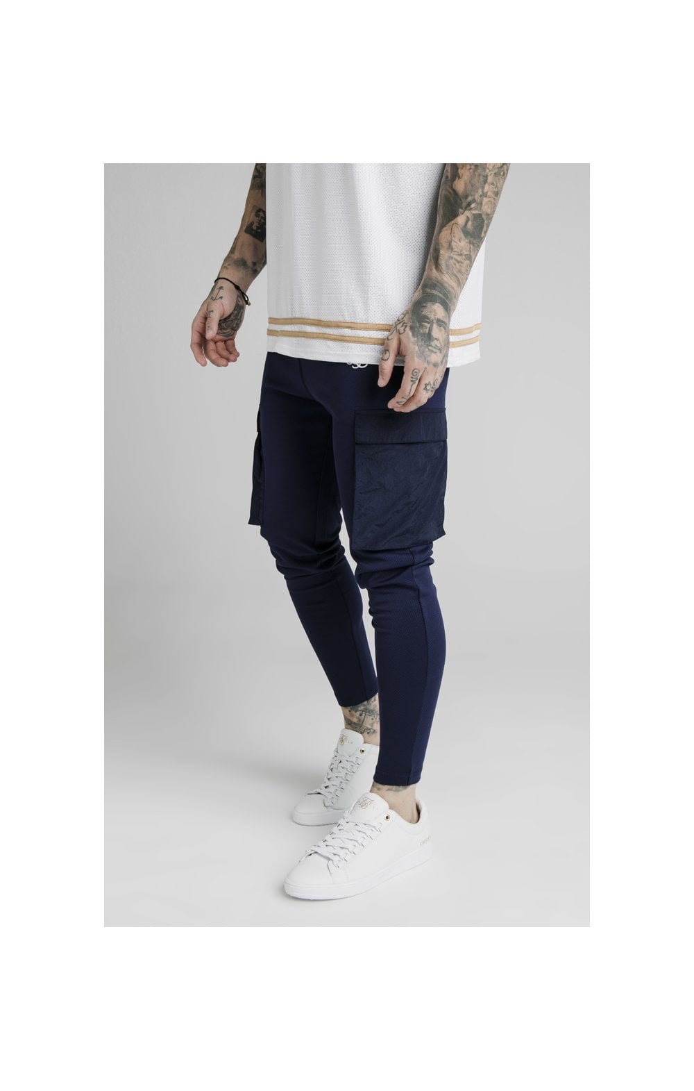 Load image into Gallery viewer, SikSilk Crushed Nylon Cargo Pants - Navy