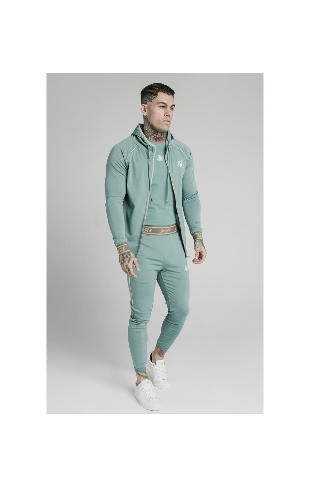 SikSilk Scope Zip Through Hoodie Light Petrol Blue SikSilk NZ