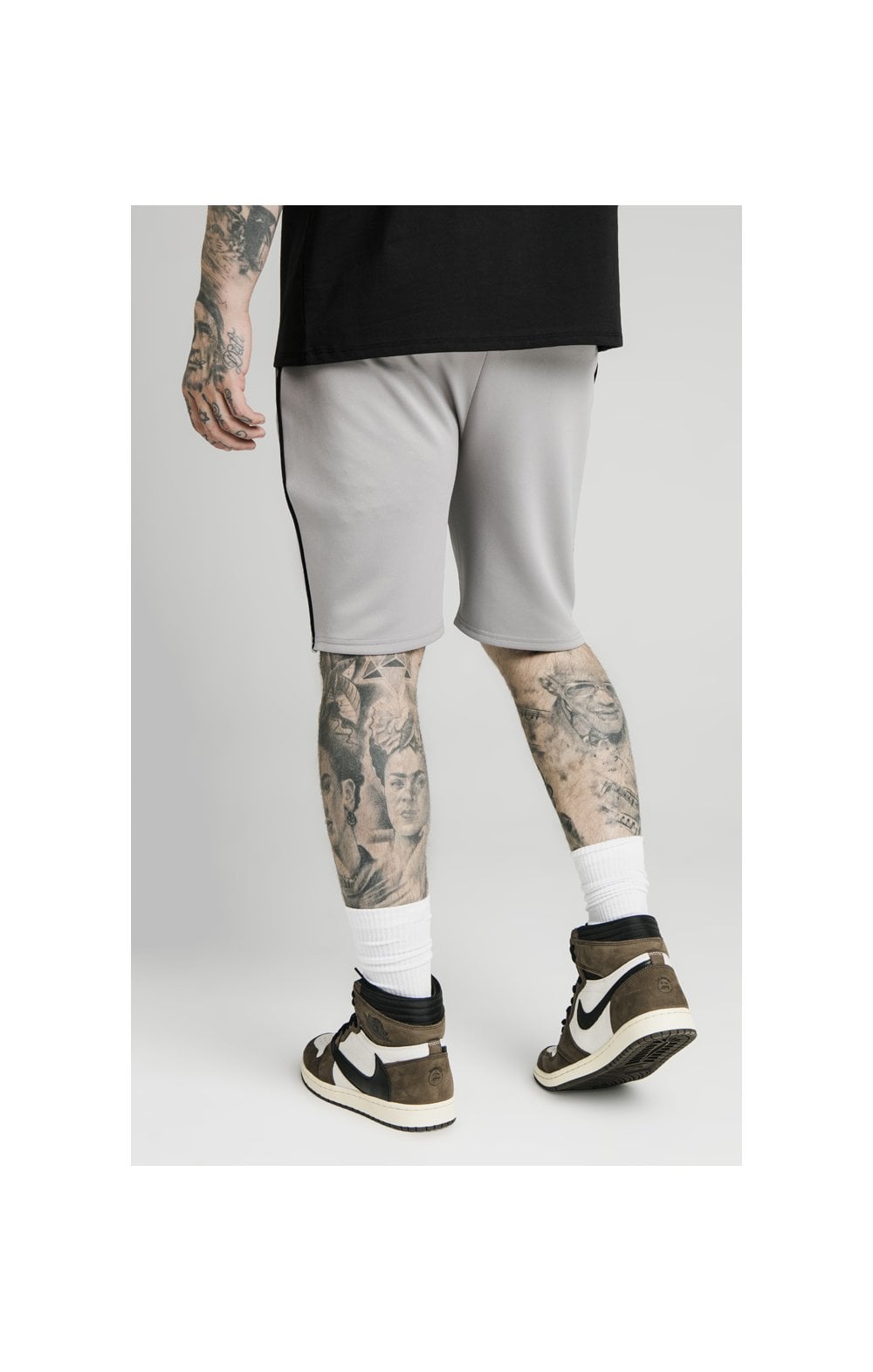 SikSilk Piped Poly Shorts - Grey Marl (1)