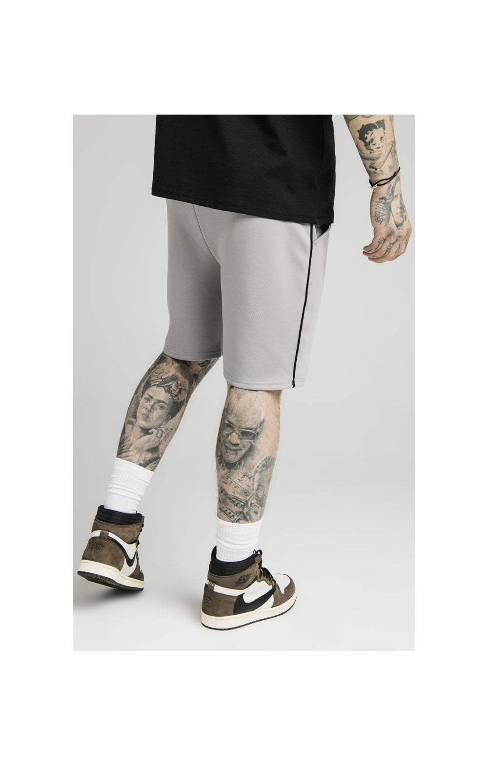 SikSilk Piped Poly Shorts - Grey Marl (2)