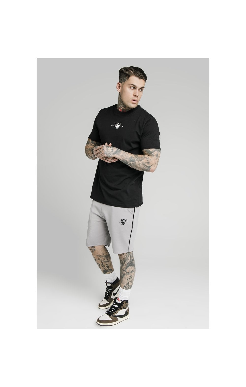 SikSilk Piped Poly Shorts - Grey Marl (3)