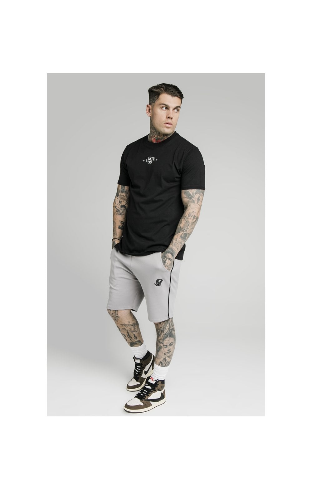 SikSilk Piped Poly Shorts - Grey Marl (4)