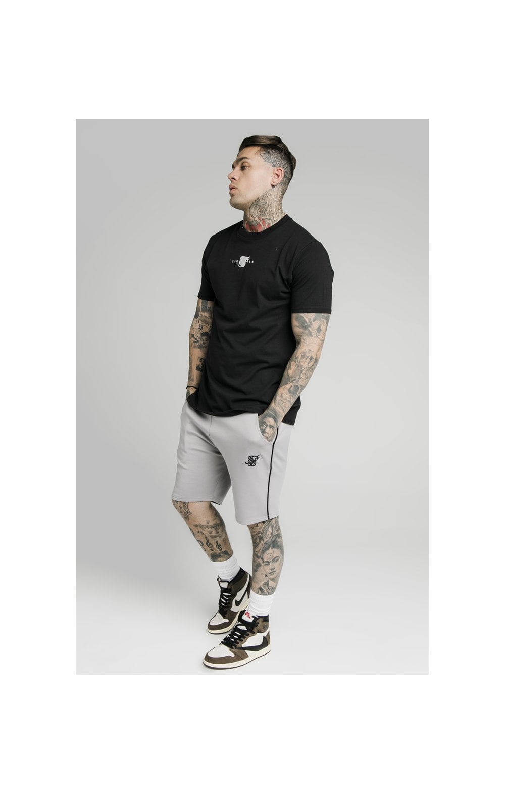 SikSilk Piped Poly Shorts - Grey Marl (5)