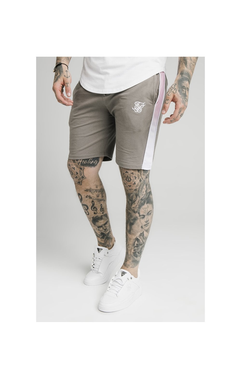 SikSilk Fade Panel Shorts – Grey,White & Pink