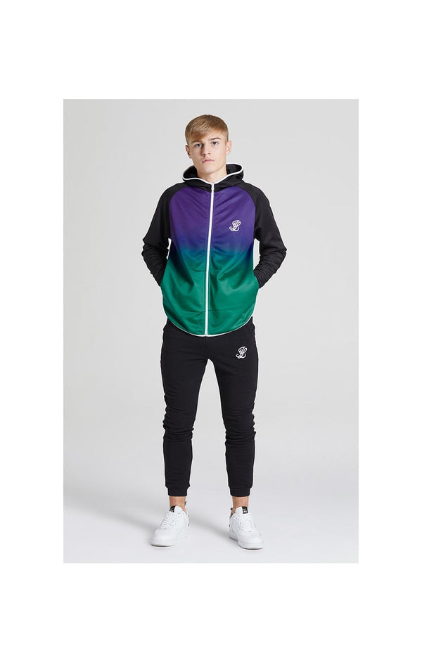 Illusive London Fade Athlete Hoodie – Black,Purple & Teal Green