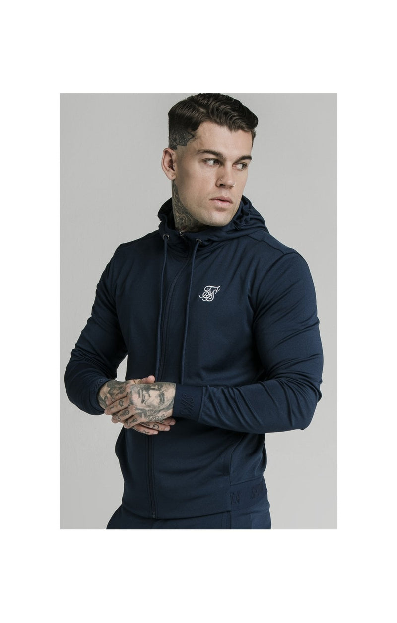 Navy Agility Zip Through Hoodie