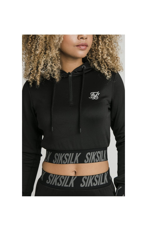 SikSilk Cropped Gym Track Top - Black