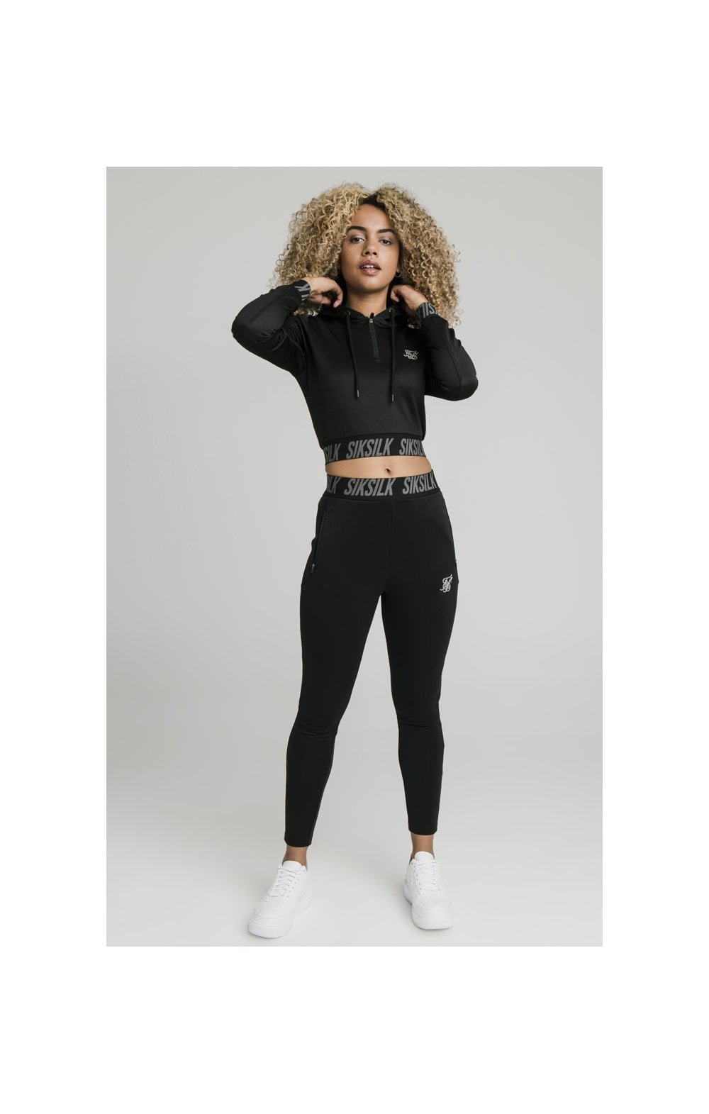 SikSilk Cropped Gym Track Top - Black (2)